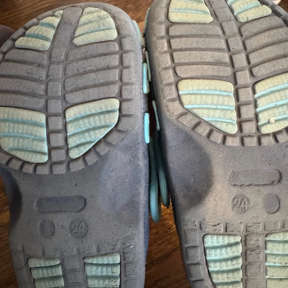 Kids Blue and Gray Clogs with Car Design
